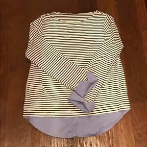 J Crew Striped Long Sleeve Layered Look Shirt